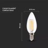 V-TAC 6W E14 meleg fehér filament C35 gyertya LED égő, 130 Lm/W - SKU 212848