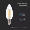 V-TAC 6W E14 meleg fehér filament C35 gyertya LED égő, 130 Lm/W - SKU 212848
