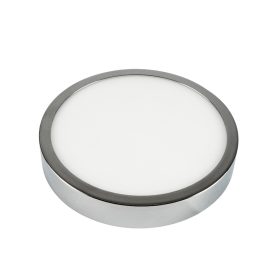   V-TAC falon kívüli mennyezeti kerek króm LED panel 18W hideg fehér - SKU 6372