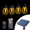 Smart szolár fényfüzér, 30 darab RGB LED körte, bluetoothos kapcsolat, 13 méter