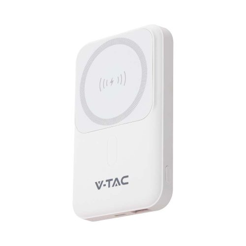 V-TAC MagSafe powerbank, 10000mAh, Type-C bemenet, fehér - 23039