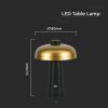 V-TAC Fekete és arany asztali lámpa beépített akkumulátorral, Type-C kábellel, 24cm magas, állítható színhőmérséklettel - 7946