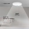 V-TAC IP44 kerek LED mennyezeti lámpa 30W, 100 Lm/W - fehér kerettel, meleg fehér - 7621