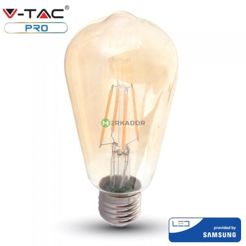 V-TAC PRO ST22 LED izzó 6W E27 - borostyánsárga búrával, Samsung chip - 290