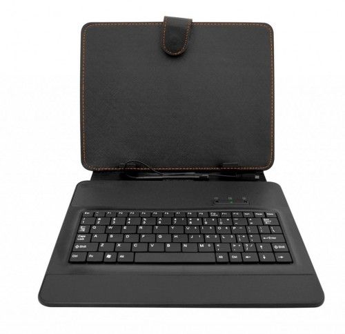 Tablet tok, 7"-8" fekete, microUSB billentyűzet