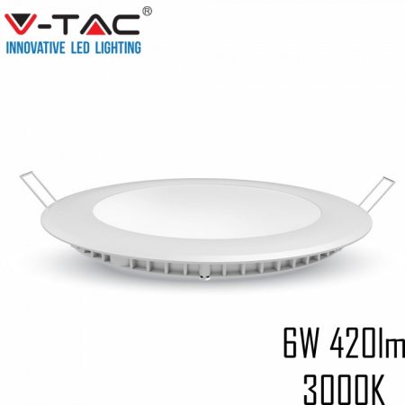 V-TAC süllyeszthető mennyezeti kerek LED lámpa panel - 6W, meleg fehér - 4854