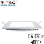   V-TAC süllyeszthető mennyezeti négyzet LED lámpa panel - 6W, természetes fehér - 4864