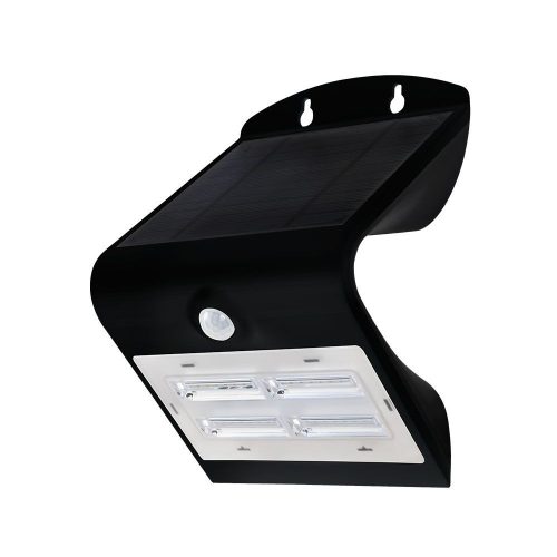 V-TAC napelemes LED lámpa, reflektor mozgásérzékelővel 3W - fekete ház - 7528