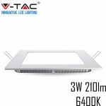   V-TAC süllyeszthető mennyezeti négyzet LED lámpa panel - 3W, hideg fehér - 6297