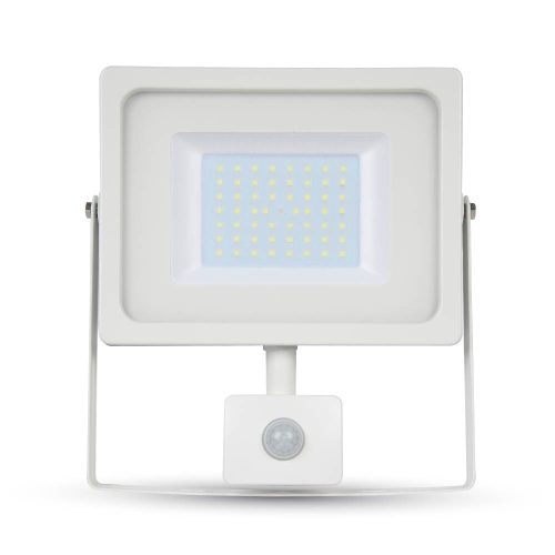 V-TAC mozgásérzékelős 50W SMD LED reflektor - 6000K - fehér ház - 5842