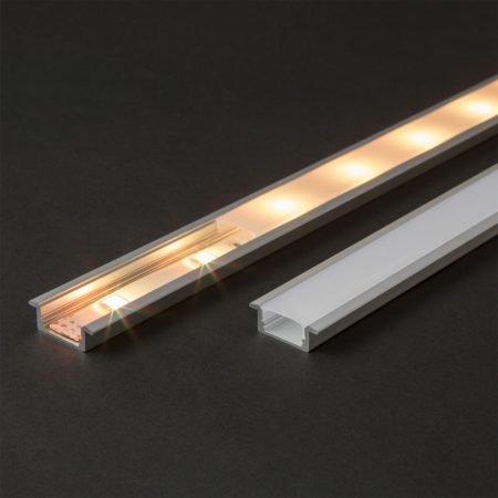 Süllyeszthető alumínium LED szalag profil 1m fehér fedlappal