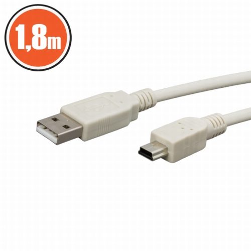 A USB - B mini USB kábel 1.8 m - vajszínű
