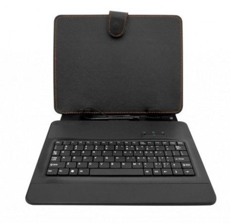 Tablet tok, 7" fekete, microUSB billentyűzet