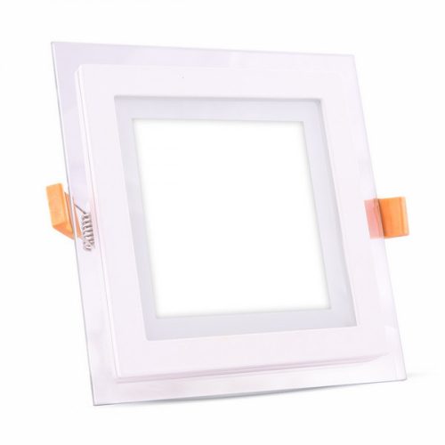 V-TAC süllyeszthető üveg LED lámpa panel - 18W, természetes fehér, négyzet - 6280