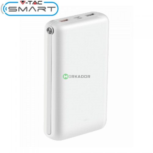 V-TAC Smart 30.000 mAh powerbank gyorstöltés funkcióval, fehér - 8902