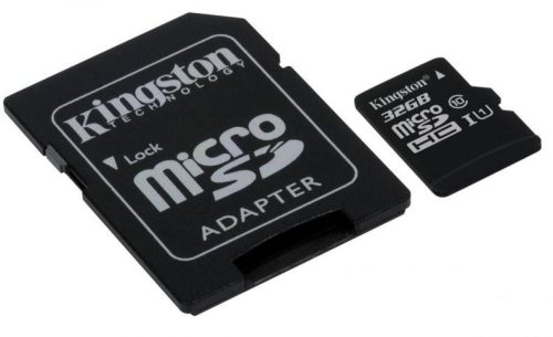 Kingston microSDHC 32GB Class10 memóriakártya + SD kártya adapter