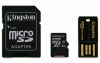Kingston microSDXC 64GB Class10 memóriakártya + SD kártya adapter + USB olvasó