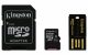 Kingston microSDXC 64GB Class10 memóriakártya + SD kártya adapter + USB olvasó