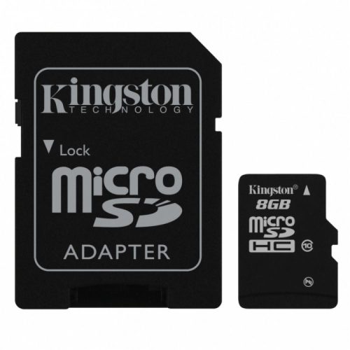 Kingston microSDHC 8GB Class4 memóriakártya + SD kártya adapter