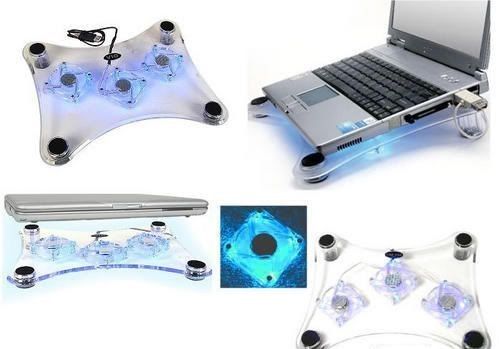 Laptop hűtő, notebook hűtőpad 3 db ventilátorral