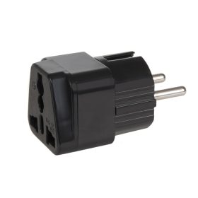   Multisocket EU-UK-USA utazó adapter, hálózati konnektor átalakító - fekete