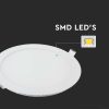 V-TAC süllyeszthető 12W mennyezeti kerek LED lámpa panel, természetes fehér - 214858