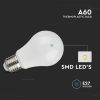 V-TAC 10.5W E27 A60 meleg fehér LED lámpa izzó, 100 Lm/W - 217350
