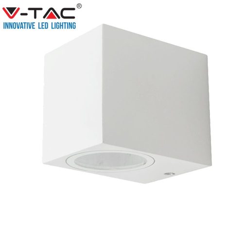 V-TAC Sleek rozsdamentes acél kültéri négyzet egyirányú fali lámpa GU10 foglalattal, fehér - 7539