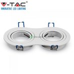   V-TAC 2xGU10 billenthető, süllyeszthető keret, fehér - 3601