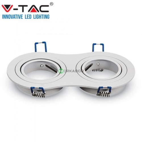 V-TAC 2xGU10 billenthető, süllyeszthető keret, fehér - 3601