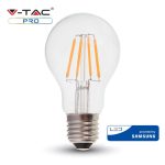   V-TAC PRO filament LED izzó 2700K, 6W, E27, Samsung chip - 287