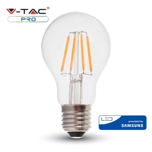 V-TAC PRO filament LED izzó 2700K, 6W, E27, Samsung chip - 287
