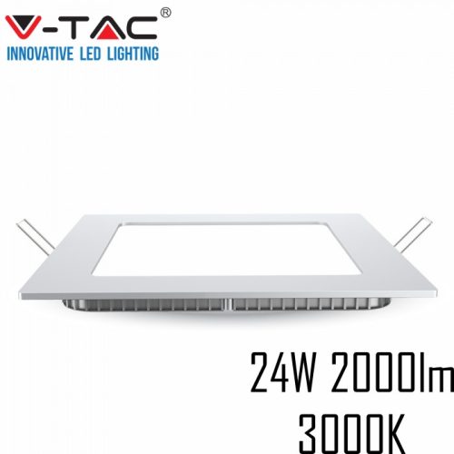 V-TAC süllyeszthető alumíniumházas négyzet LED lámpa panel - 24W, meleg fehér - 4887