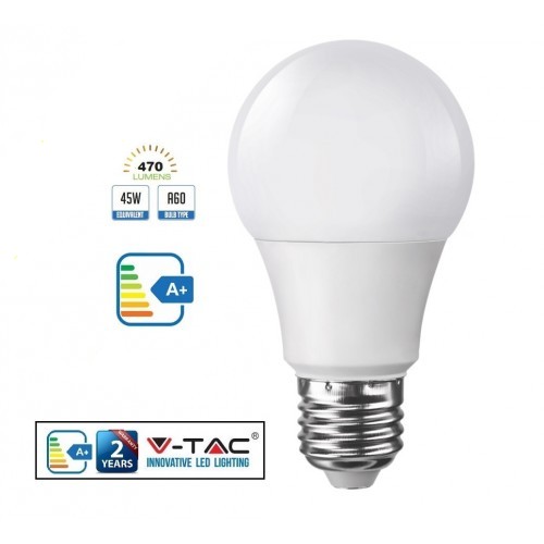V-TAC 7W E27 A60 LED izzó - természetes fehér - 4377