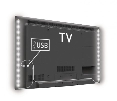 Hideg fehér USB LED szalag szett TV mögé