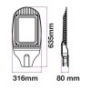 V-TAC utcai LED lámpa, közvilágítási lámpatest 150W / hideg fehér - 5500
