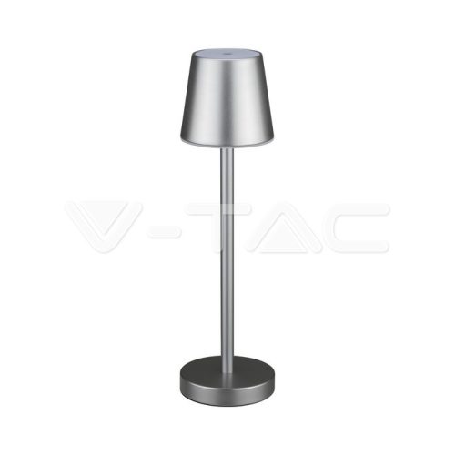 V-TAC 3W akkumulátoros asztali lámpa - Természetes fehér, szürke házzal - 10188