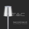 V-TAC 3W akkumulátoros asztali lámpa - Természetes fehér, szürke házzal - 10188
