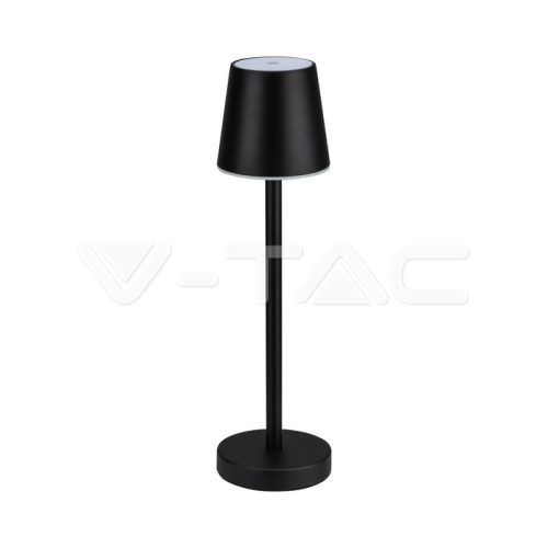 V-TAC 3W akkumulátoros asztali lámpa - Természetes fehér, fekete házzal - 10194
