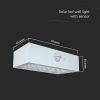V-TAC 3W napelemes szögletes fali lámpa, természetes fehér, mozgásérzékelővel, fehér házzal - 10306