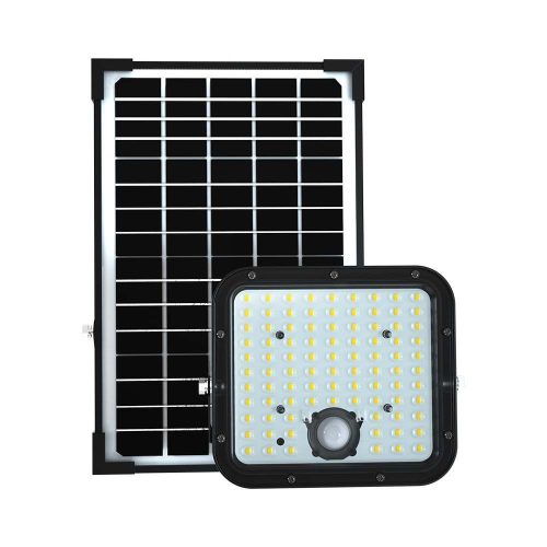 V-TAC szögletes 12.5W napelemes lámpa, mozgásérzékelővel, hideg fehér - 10311