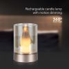 V-TAC 2W akkumulátoros asztali gyertya lámpa, borostyán búrával és pezsgőarany színű házzal - 10566