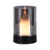 V-TAC 2W akkumulátoros asztali gyertya lámpa, füstözött búrával és fekete színű házzal - 10567