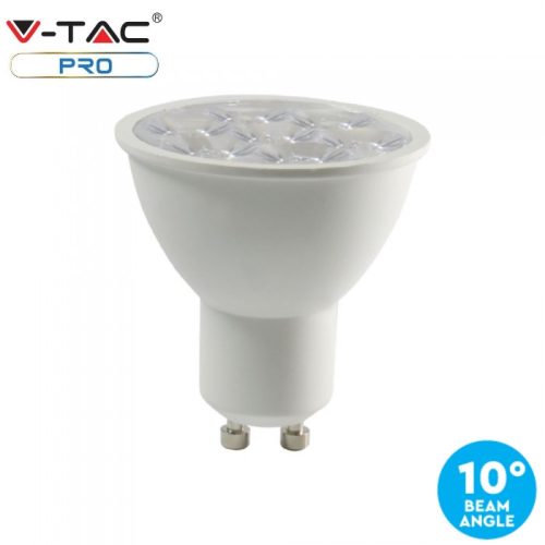 V-TAC spot lámpa LED izzó, 6W GU10 10° - természetes fehér - 20027