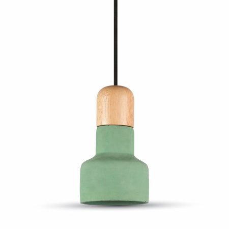 V-TAC mennyezeti lámpa, zöld beton csillár fa betéttel - 3856