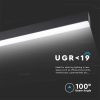 V-TAC felületre szerelhető vonalvilágító LED lámpa Samsung chippel - Meleg fehér, fekete házzal - 20462