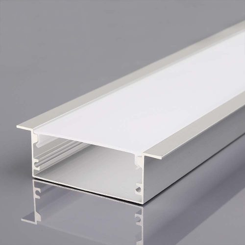 V-TAC süllyeszthető 65mm széles alumínium profil szett LED szalaghoz fehér fedlappal 2m - 23179