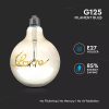 V-TAC borostyán dekor filament E27 G125 5W LED izzó, Love felirattal - 2700