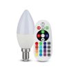 V-TAC színváltós RGB+ hideg fehér LED lámpa izzó 3.5W / E14 - 2771