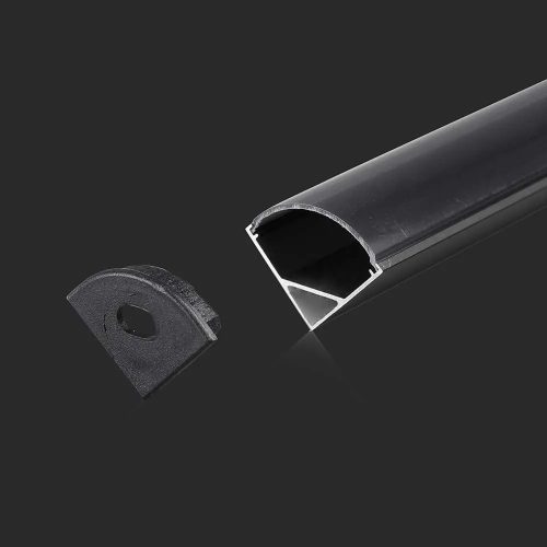 V-TAC sarok fekete alumínium profil szett LED szalaghoz fedlappal 2m - 2874